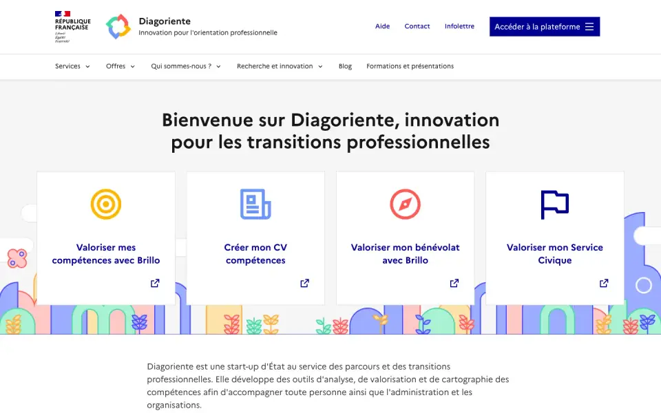 Diagoriente home page on desktop