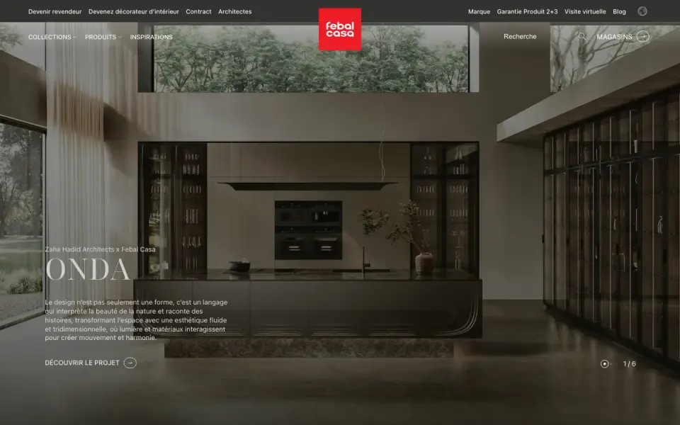 Febal Casa home page on desktop