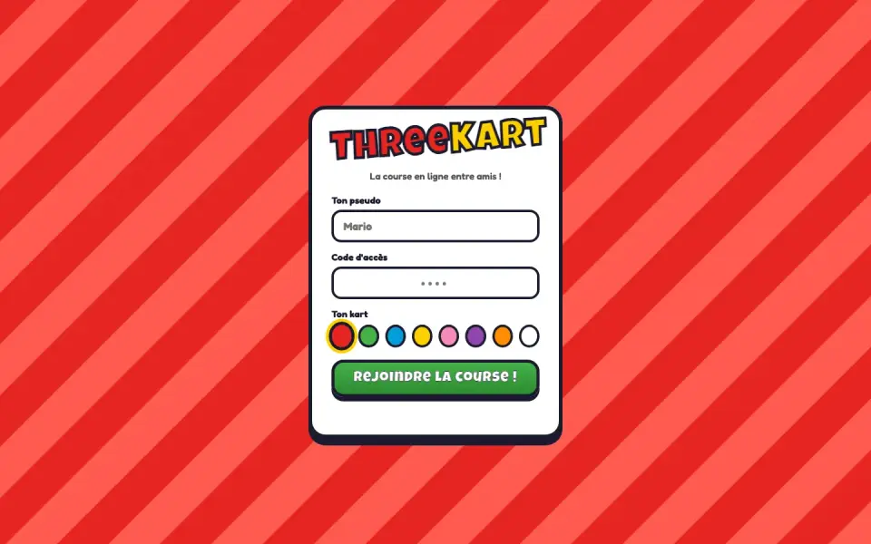 ThreeKart home page on desktop